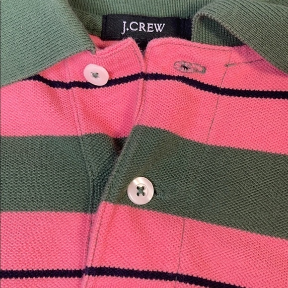 J. Crew Men’s Salmon Pink / Green Stripe Polo M - Picture 6 of 16